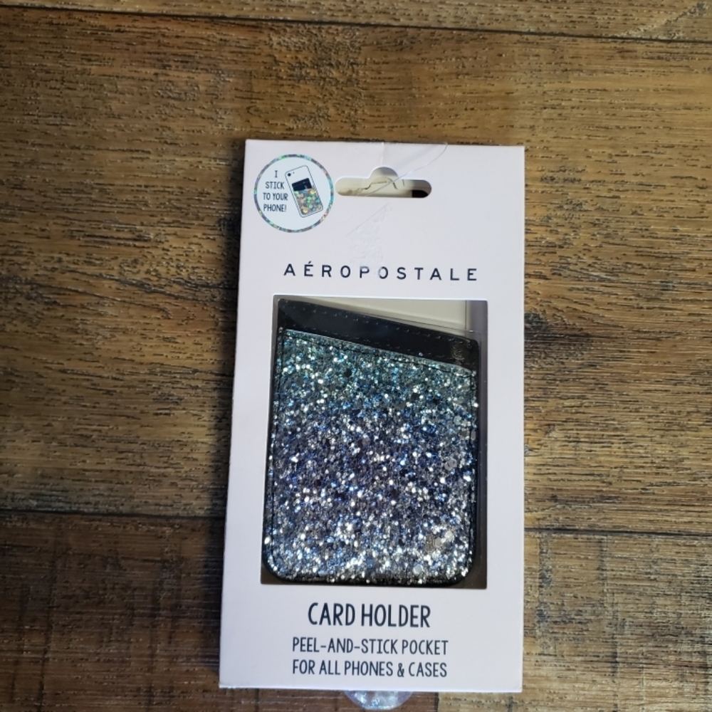 Aeropostale Blue and Silver Glitter Phone Card Holder